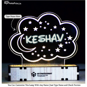 Customized Name Moon & Stars Night Lamp For Kids With Color Changing Led And Remote #2135
