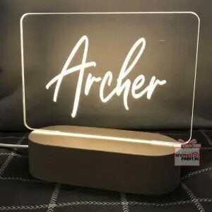 MyPhotoPrint Customized Table Lamp With Any Name/Text/Quotes/Brand Name - Warm White